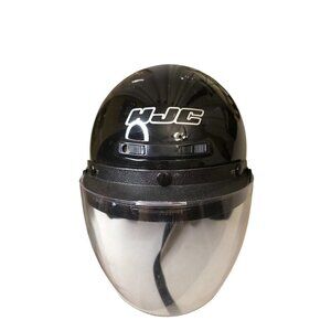 Hjc Motorcycle Helmet With Clear Visor Black Gloss Finish Adult Size